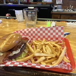 Creeks 19th - The Creek Burger with bacon and fries.