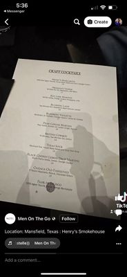 Menu photo 1 Henry's Cigar Lounge Mansfield, TX