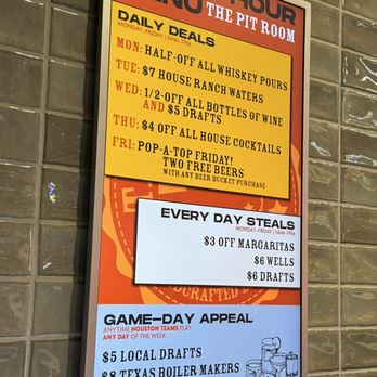 The Pit Room - Memorial - Happy Hour! - Barbeque Near Me - Houston, Texas