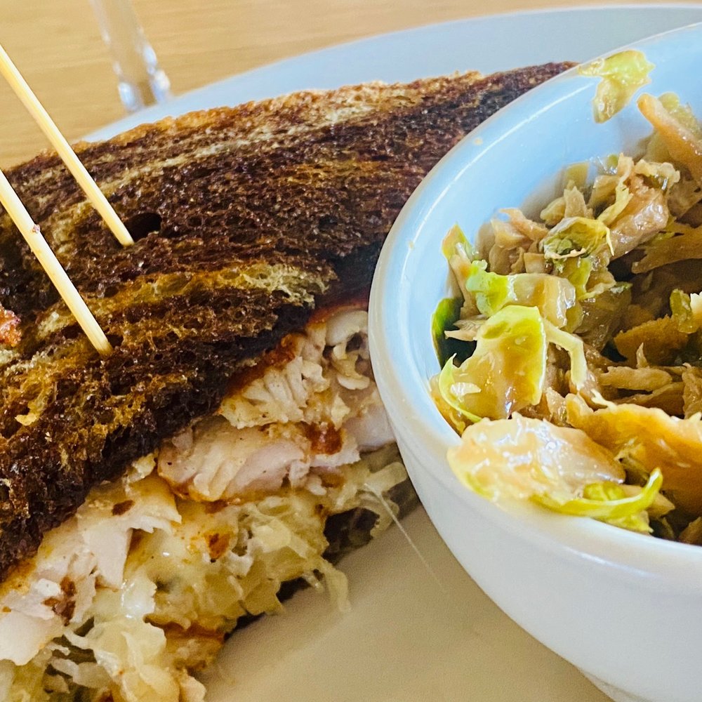Fish Camp On Lake Eustis - Grouper Ruben with a side of shaved Brussel sprouts - Seafood Near Me - Tavares, Florida