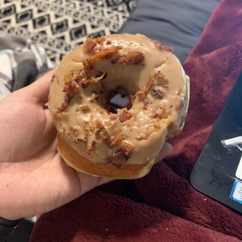 Ros Donuts - I smooshed it a bit:/ but maple bacon donut!!! - Donuts Near Me - San Lorenzo, California
