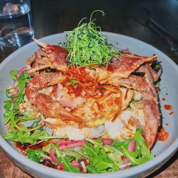 Ford + Shep - Soft shell crab over fried rice - Cocktail Bars Near Me - Greenville, North Carolina Ford + Shep - Soft shell crab over fried rice - Cocktail Bars Near Me - Greenville, North Carolina