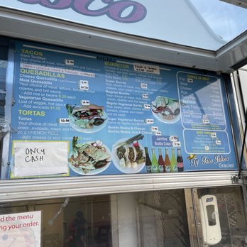Tacos Jalisco - a menu on the outside of a restaurant - Mexican Near Me - Benicia, California