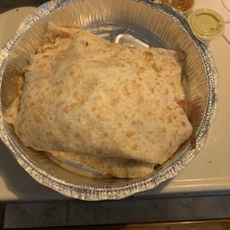 Steak Quesadilla w/ red & green salsas