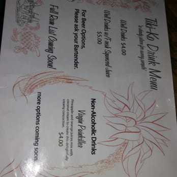 Tiki-Ko - Back of menu. - Tiki Bars Near Me - Bakersfield, California Tiki-Ko - Back of menu. - Tiki Bars Near Me - Bakersfield, California