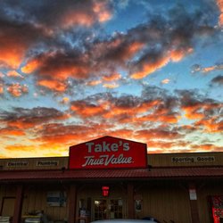 Takes True Value - Sunset. Take's Hardware And Variety Store, True Value