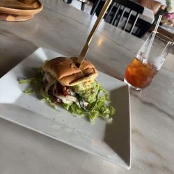 The Open Table-Outdoor Eatery - Ploblano burger, thick patty and a whole lot of flavor!