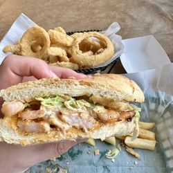 LiL Ray's Poboys & Seafood - Southern delight - shrimp and fried green tomato po boy