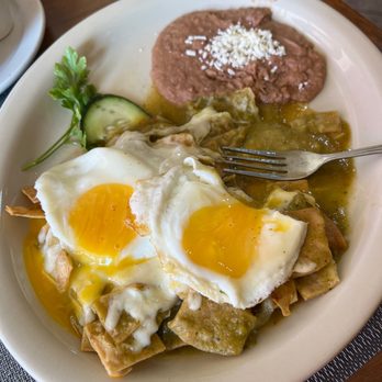 Las Cazuelitas Restaurant Bar - Chilaquiles con dos huevos (sorry I already took a bite- it's good!) - Party & Event Planning Near Me - Ensenada, BCN