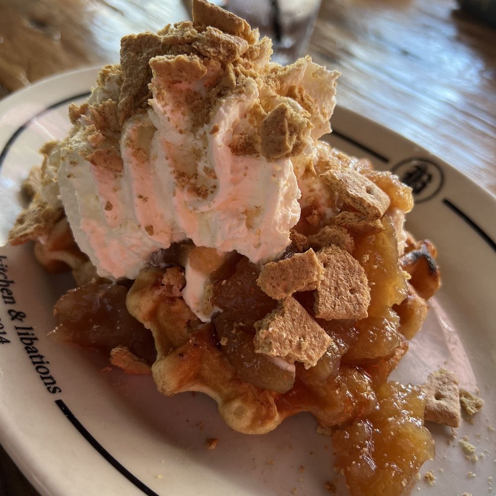 Bosscat Kitchen & Libations - Apple Cheesecake Waffle - Bars Near Me - Orange, California Bosscat Kitchen & Libations - Apple Cheesecake Waffle - Bars Near Me - Orange, California