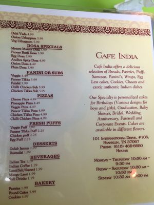 Menu photo 5 Cafe India - Bakery and Cuisine Franklin, TN Menu photo 5 Cafe India - Bakery and Cuisine Franklin, TN
