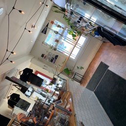 an overhead view of a coffee shop an overhead view of a coffee shop