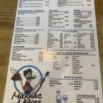 Maniac-Mikes Cafe - Menu September '24 - New American Near Me - Upland, California