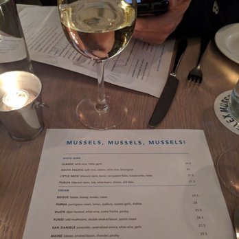 Flex Mussels - Menu and a lovely Chablis - Seafood Near Me - New York, New York Flex Mussels - Menu and a lovely Chablis - Seafood Near Me - New York, New York