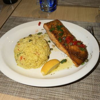 Tinos - Salmon & rice pilaf - Greek Near Me - New York, New York Tinos - Salmon & rice pilaf - Greek Near Me - New York, New York