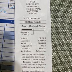Auto Car - "Consider replacing the battery..." just above the bottom of the pic