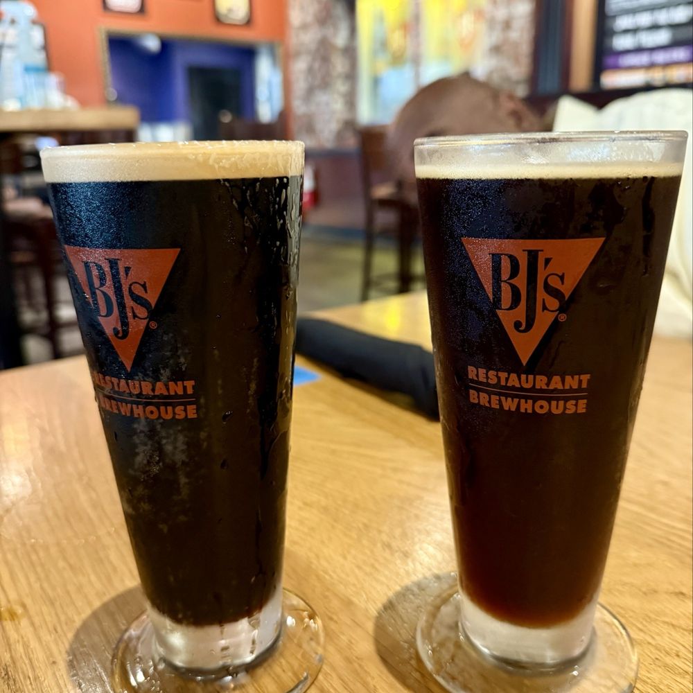 BJ's Restaurant & Brewhouse - Porter (left) and the nutty brewnette on the right - New American Near Me - Orlando, Florida BJ's Restaurant & Brewhouse - Porter (left) and the nutty brewnette on the right - New American Near Me - Orlando, Florida