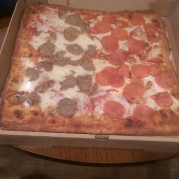 Pizzeria Pesto - Sicilian.  Half meatball, half pepperoni. - Pizza Near Me - Philadelphia, Pennsylvania