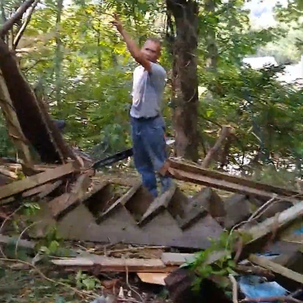 Widmers Tree Service - Explaining away his actions amidst the debris of my deck - Tree Services Near Me Widmers Tree Service - Explaining away his actions amidst the debris of my deck - Tree Services Near Me