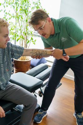 Meet Dr. Joe Bell DC - Dr. Joe Bell wants to help your body heal itself.
Dr. Joe takes the time to understand your story and tailor your care plan to your specific needs. Focusing on helping you regain functionality and feel less pain, his style is, "establishing rapport and building trust, while also educating my patient."
Dr. Joe wants to help people manage their pain without pharmaceuticals through safe, effective treatments. "Chiropractic is about getting the most from life by treating the root causes of issues, not just the symptoms. At the core of chiropractic, we believe the body is ultimately trying to achieve homeostasis."
He is in the clinic available to treat New Patients and Existing Patients on Weds, Thurs and Fridays. Meet Dr. Joe Bell DC - Dr. Joe Bell wants to help your body heal itself.
Dr. Joe takes the time to understand your story and tailor your care plan to your specific needs. Focusing on helping you regain functionality and feel less pain, his style is, "establishing rapport and building trust, while also educating my patient."
Dr. Joe wants to help people manage their pain without pharmaceuticals through safe, effective treatments. "Chiropractic is about getting the most from life by treating the root causes of issues, not just the symptoms. At the core of chiropractic, we believe the body is ultimately trying to achieve homeostasis."
He is in the clinic available to treat New Patients and Existing Patients on Weds, Thurs and Fridays.