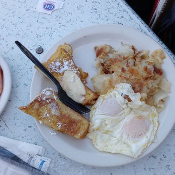 Tallyrand Restaurant - French Toast, over easy eggs, ham and thinly sliced potatoes. - Diners Near Me - Burbank, California Tallyrand Restaurant - French Toast, over easy eggs, ham and thinly sliced potatoes. - Diners Near Me - Burbank, California