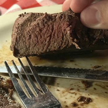Bennie's Red Barn - Filet that was supposed to be medium rare. This is the center of the steak - Seafood Near Me - St. Simons, Georgia