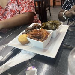 Oxtails, collard greens, sweet potatoes