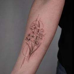 SIX8 Collective - Fine line birth month flower tattoo by Szilvia