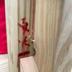 Handy Pro 24/7 - Really? These kinds of marks are all over the deck and he even wrote on the brick of the house.