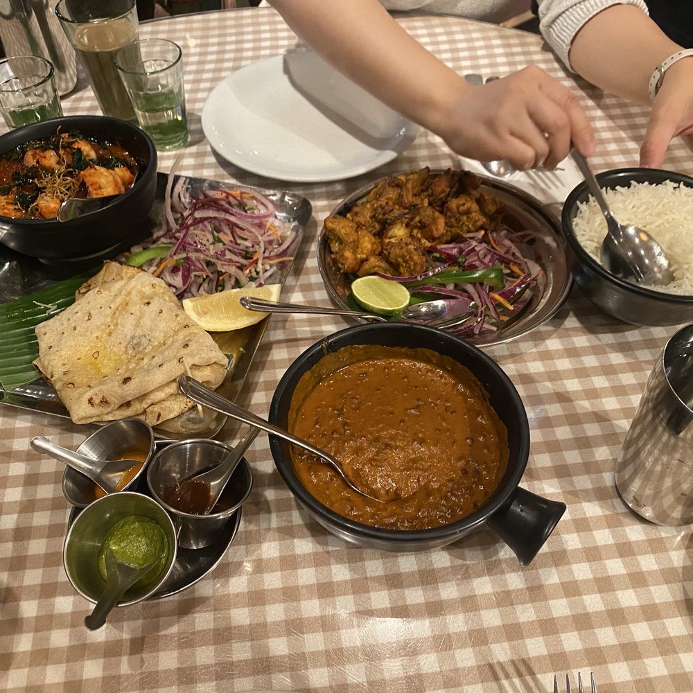 Prawn pathia, Black House Daal, Dishoom Chicken Tikka