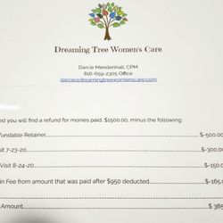 Dreaming Tree Women's Care - Don't sign on unless you're 100% sure!!! You will get ripped off if you decide to change your mind after getting treated badly.