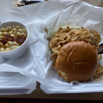 Lena Brewing Company - Bbq beef brisket with loaded mac & cheese - yum!! - New American Near Me - Lena, Illinois