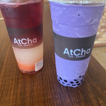 AtCha - Hibiscus lemonade and Ube Smoothie with Boba - Sandwiches Near Me - Houston, Texas