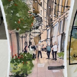 Curtis Center for the Arts - Quick sketch in watercolor and gouache by Cliff Austin