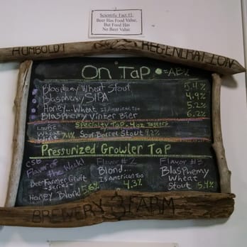 Humboldt Regeneration - The menu board - Breweries Near Me - McKinleyville, California Humboldt Regeneration - The menu board - Breweries Near Me - McKinleyville, California