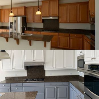 First Call Painting - Kitchen cabinets, before and after. - Painters Near Me First Call Painting - Kitchen cabinets, before and after. - Painters Near Me