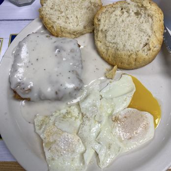 Liberty Restaurant - Country Fried boneless porkchop with eggs over medium and biscuit - American Near Me - Scottsboro, Alabama Liberty Restaurant - Country Fried boneless porkchop with eggs over medium and biscuit - American Near Me - Scottsboro, Alabama