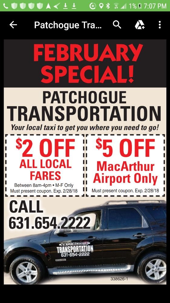 PATCHOGUETRANSPORTATION 86 Medford Ave, Patchogue, New York Taxis