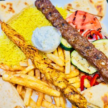 Sultan's Deli - Gourmet kabob platter / one chicken one lamb - Mediterranean Near Me - Apex, North Carolina Sultan's Deli - Gourmet kabob platter / one chicken one lamb - Mediterranean Near Me - Apex, North Carolina