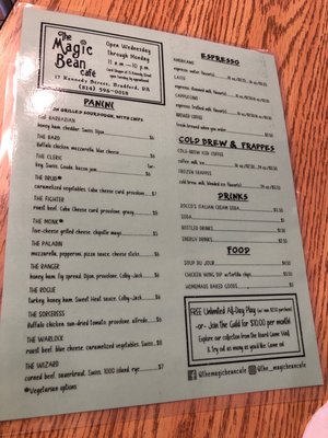 Menu photo 2 The Magic Bean Cafe Bradford, PA Menu photo 2 The Magic Bean Cafe Bradford, PA