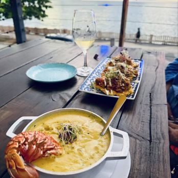 Sal De Mar - Lobster cream (very chunky) and Tostones with land crabs - Seafood Near Me - Aguadilla Pueblo, Puerto Rico Sal De Mar - Lobster cream (very chunky) and Tostones with land crabs - Seafood Near Me - Aguadilla Pueblo, Puerto Rico