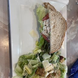 Classic Tuna Sandwich and Caesar Salad