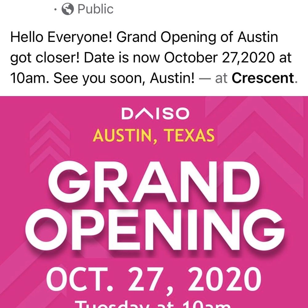 Daiso - Grand opening on October 27, 2020 - Department Stores Near Me - Austin, Texas