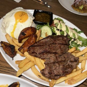 Pisco y Nazca - Bistec a lo pobre - Peruvian Near Me - Bethesda, Maryland Pisco y Nazca - Bistec a lo pobre - Peruvian Near Me - Bethesda, Maryland