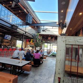 The Crack Shack - Inside dining area. Giving off some hen house chicken coop vibes. - Chicken Shop Near Me - Costa Mesa, California