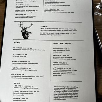 Horn and Cantle - Menu - New American Near Me - Big Sky, Montana