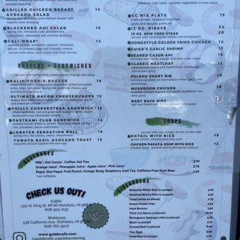 Guieb Cafe - Lunch and Beyond Menu - New American Near Me - Honolulu, Hawaii