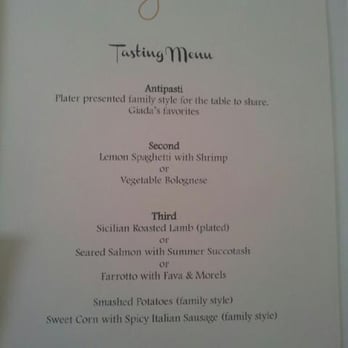 GIADA - Tasting menu from July 2014.  $120 and includes a souvenir menu with recipes and signed picture of Giada. - Italian Near Me - Las Vegas, Nevada