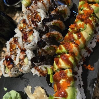 Zushi Sushi and Ramen - Sushi rolls; eel and cucumber, shrimp asparagus, caterpillar - Ramen Near Me - Webster Groves, Missouri Zushi Sushi and Ramen - Sushi rolls; eel and cucumber, shrimp asparagus, caterpillar - Ramen Near Me - Webster Groves, Missouri