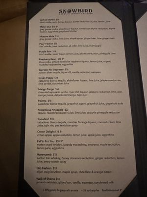 Menu photo 8 Snowbird Cocktail Lounge & Kitchen Frisco, TX Menu photo 8 Snowbird Cocktail Lounge & Kitchen Frisco, TX